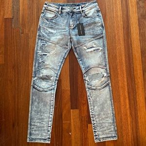 Men’s Moto Denim Sz 32”. Slim Tapered Fit. Premium Piece.